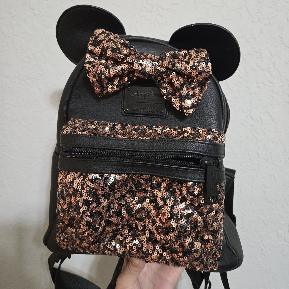 Disney Sequin Kids Backpack - Black and Gold